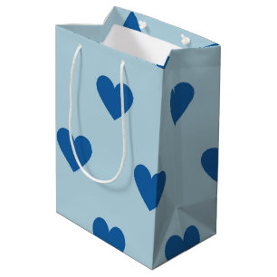 Blue Cute Simple Heart Pattern Medium Gift Bag