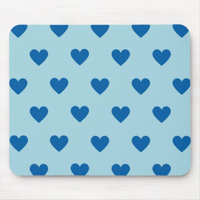 Blue Cute Simple Heart Pattern  Mouse Mat (Front)
