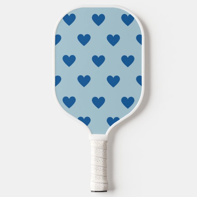 Blue Cute Simple Heart Pattern Pickleball Paddle (Front)