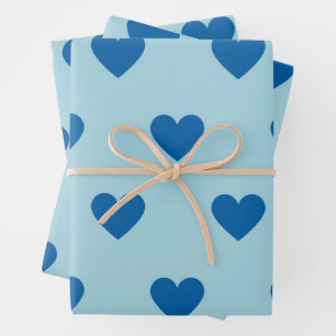 Blue Cute Simple Heart Pattern Wrapping Paper Sheet