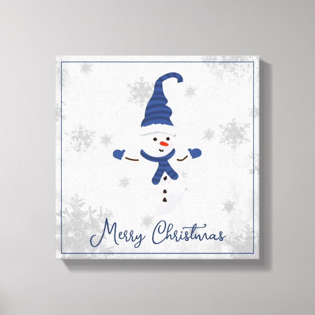 Blue Cute Snowman Canvas Print (Front)