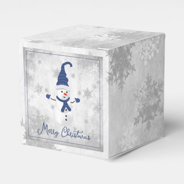 Blue Cute Snowman Favour Box (Front Side)