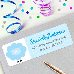 Blue Cute Sweet Lamb, Modern Baby Shower Address