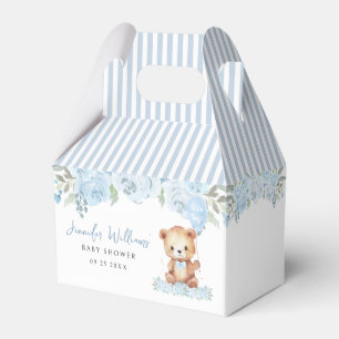 Blue cute teddy bear baby shower candy favor box
