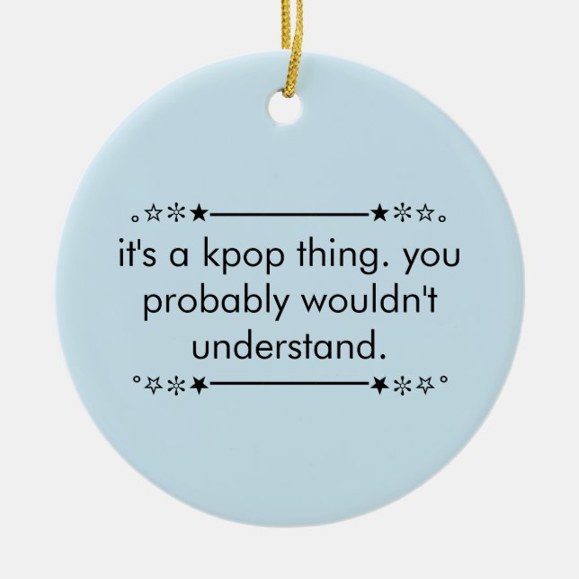 Blue Cute Teen Aesthetic Kpop Ceramic Tree Decoration (Front)