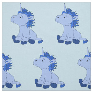 Blue Cute Unicorn - Fabric for Kids