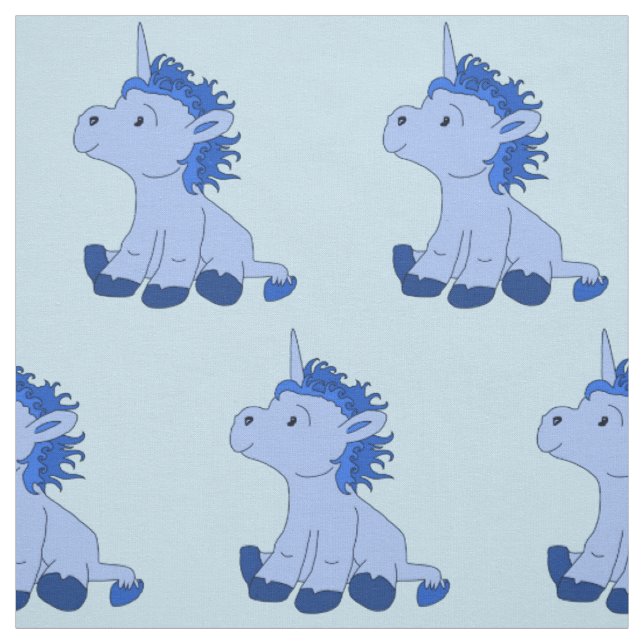 Blue Cute Unicorn - Fabric for Kids (Swatch)
