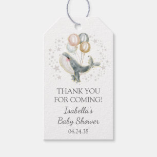 Blue Cute Whale Baby Shower Gift Tags