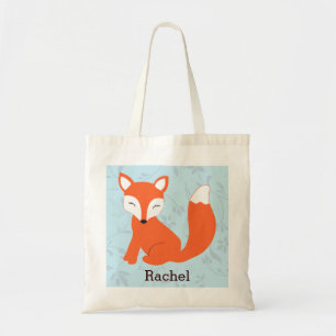 Blue Cute Woodland Baby Fox Personalised Tote