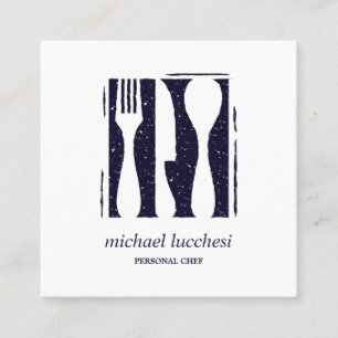 Blue Cutlery Chef Catering Restaurant Social media Square Business Card