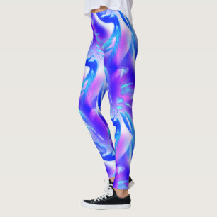 Blue cutouts with digital grooves on pink texture leggings