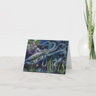 "Blue Cuttlefish", a cuttlefish greeting card