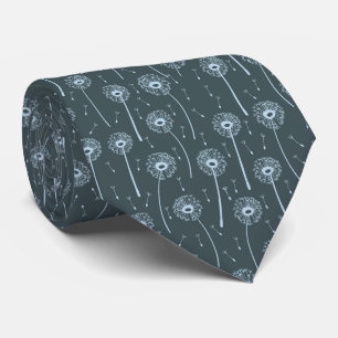 Blue cyan bohemian dandelions pattern tie