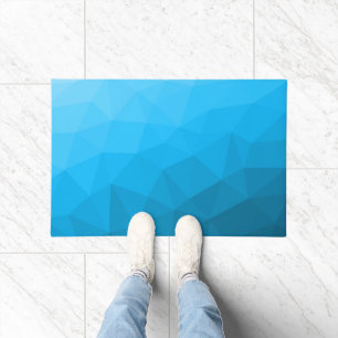 Blue cyan gradient geometric mesh pattern doormat
