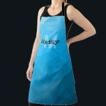 Blue cyan gradient geometric mesh pattern Monogram Apron<br><div class="desc">Monogram Personalise with your custom initial and name. 
Triangle geometric mesh with light dark blue ombre gradient. 
pattern,  ombre,  mesh,  triangles,  geometry,  geometric,  gradient,  cool,  triangle,  bright,  blue,  cyan</div>