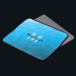 Blue cyan gradient geometric mesh pattern Monogram Laptop Sleeve<br><div class="desc">Monogram Personalise with your custom initial and name. 
Triangle geometric mesh with light dark blue ombre gradient. 
pattern,  ombre,  mesh,  triangles,  geometry,  geometric,  gradient,  cool,  triangle,  bright,  blue,  cyan</div>