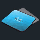 Blue cyan gradient geometric mesh pattern Monogram Laptop Sleeve<br><div class="desc">Monogram Personalise with your custom initial and name. 
Triangle geometric mesh with light dark blue ombre gradient. 
pattern,  ombre,  mesh,  triangles,  geometry,  geometric,  gradient,  cool,  triangle,  bright,  blue,  cyan</div>