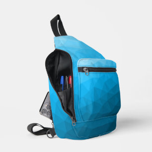 Blue cyan gradient geometric mesh pattern sling bag
