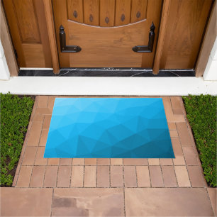 Blue cyan gradient geometric mesh pattern Triangle Doormat