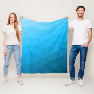 Blue cyan gradient geometric mesh pattern Triangle Fleece Blanket