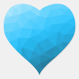 Blue cyan gradient geometric mesh pattern Triangle Heart Sticker