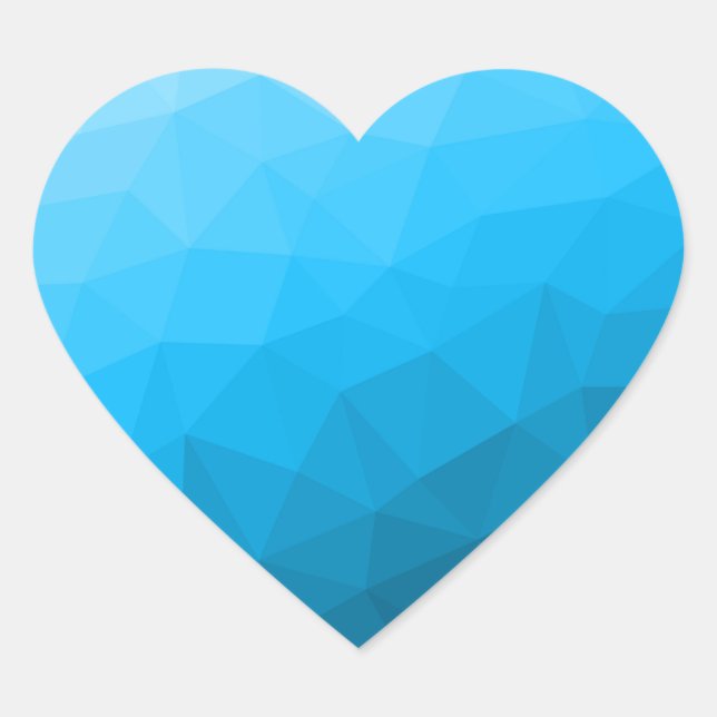 Blue cyan gradient geometric mesh pattern Triangle Heart Sticker (Front)