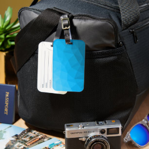 Blue cyan gradient geometric mesh pattern Triangle Luggage Tag