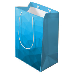 Blue cyan gradient geometric mesh pattern Triangle Medium Gift Bag