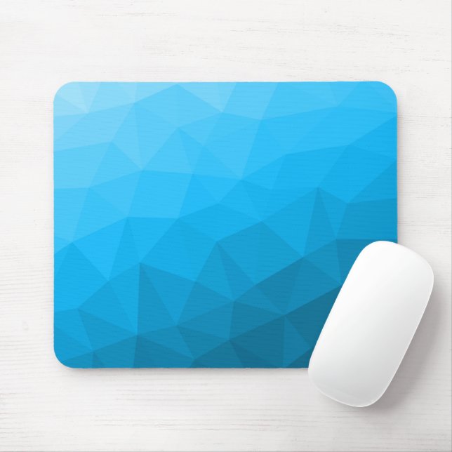Blue cyan gradient geometric mesh pattern Triangle Mouse Mat (With Mouse)
