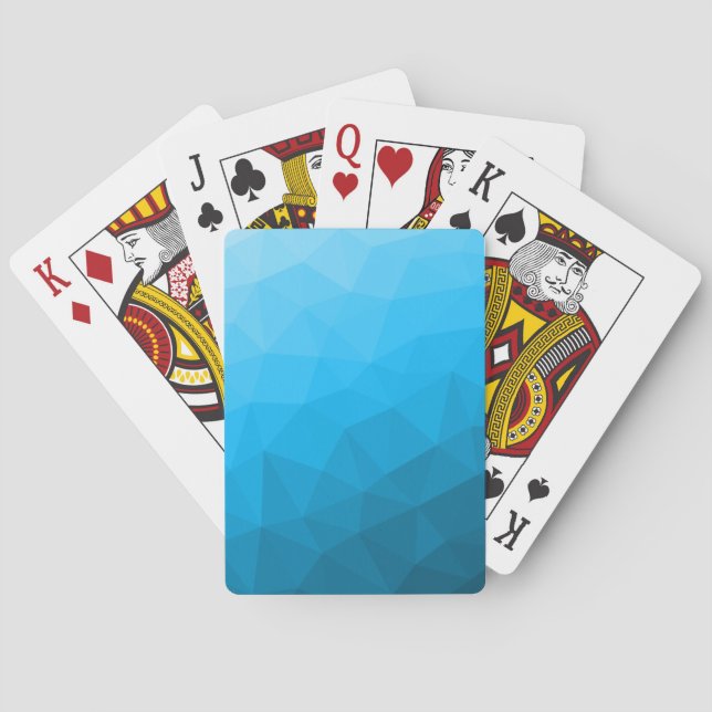 Blue cyan gradient geometric mesh pattern Triangle Playing Cards (Back)