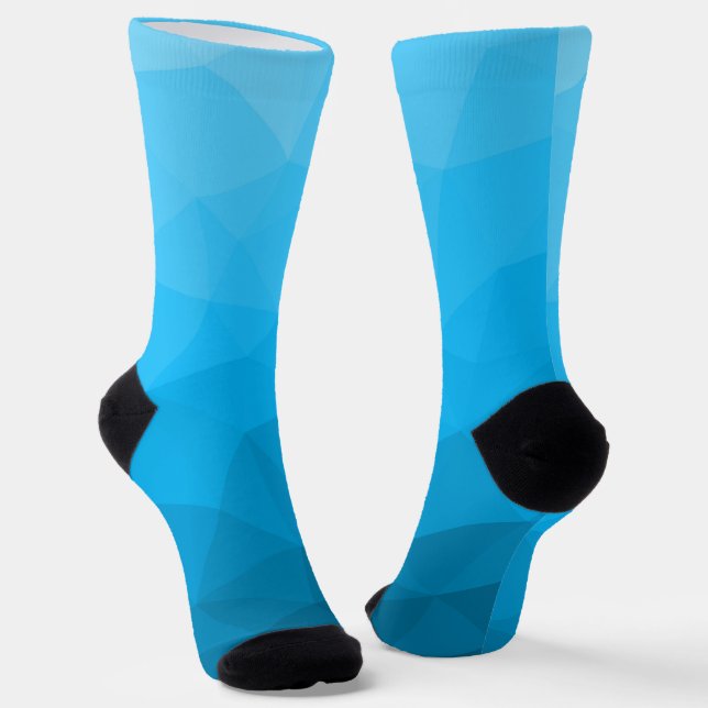 Blue cyan gradient geometric mesh pattern Triangle Socks (Angled)