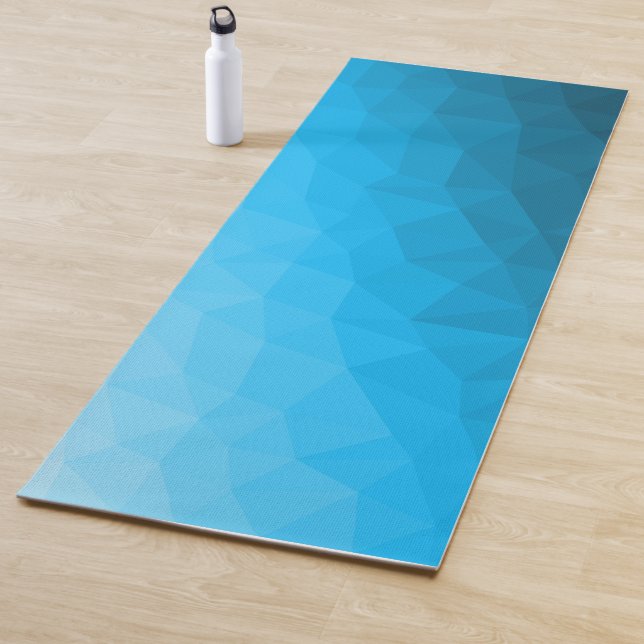 Blue cyan gradient geometric mesh pattern Triangle Yoga Mat (In Situ)