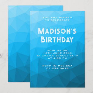 Blue cyan gradient geometric mesh Triangle party Invitation