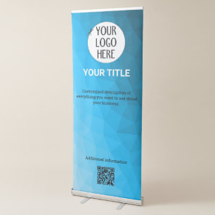 Blue cyan gradient geometric mesh Your logo Retractable Banner