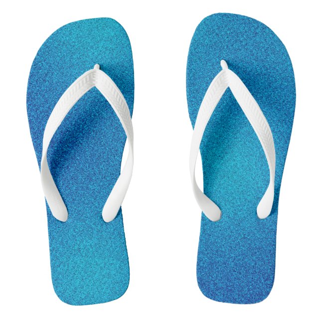 Blue-Cyan Gradient Glitters, Pair of Flip Flops (Footbed)