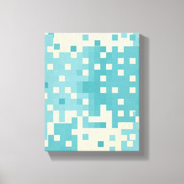 Blue & Cyan Pixel Pattern Canvas Print (Front)
