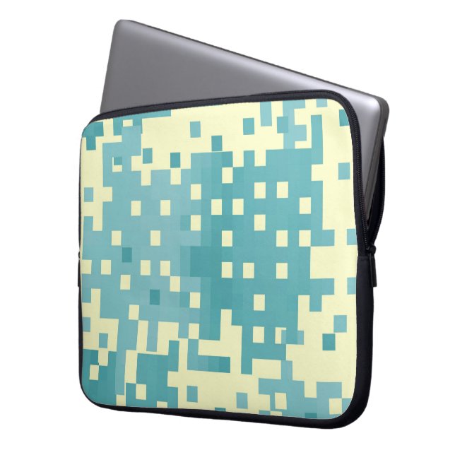 Blue & Cyan Pixel Pattern Laptop Sleeve (Front Left)