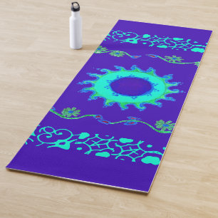 Blue Cyan Royal Blue Iridescent Colour Art Print Yoga Mat