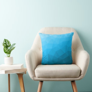 Blue cyan turquoise geometric mesh pattern cushion