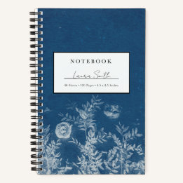 Blue Cyanotype Flower Personalised Notebook