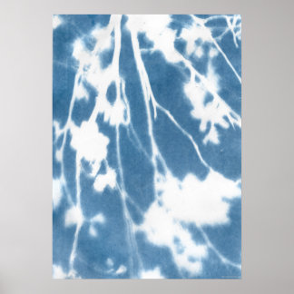 Blue Cyanotype Japan Cherry Bloom Vintage inspired Poster