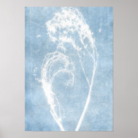 Blue Cyanotype Plant Heart Poster