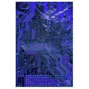 Blue Cyber Circuit Board Tech Art Electronics Photo Sculpture Decoration