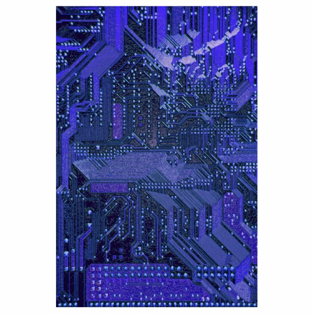 Blue Cyber Circuit Board Tech Art Electronics Photo Sculpture Decoration (Front)