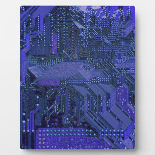Blue Cyber Circuit Board Tech Art Electronics Plaque