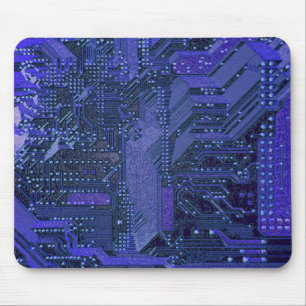 Blue Cyber Circuit Board Tech Electronics Mouse Mat