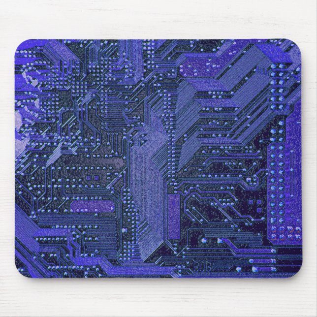 Blue Cyber Circuit Board Tech Electronics Mouse Mat (Front)