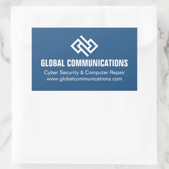 Blue Cyber Technology Computer Company Custom Rectangular Sticker (Bag)