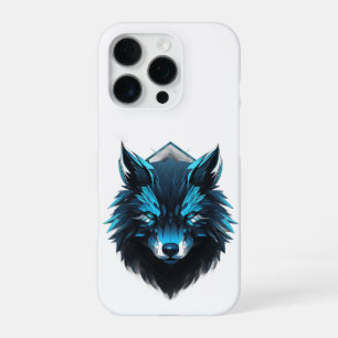 Blue Cyber Wolf Graphic iPhone 16 Pro Case