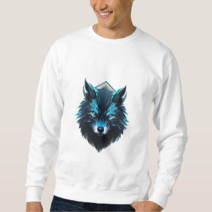 Blue Cyber Wolf Graphic Sweatshirt